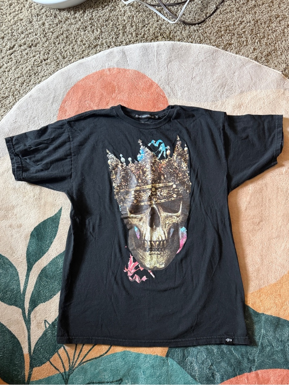 Men's Black Skull Crown Graphic Tee